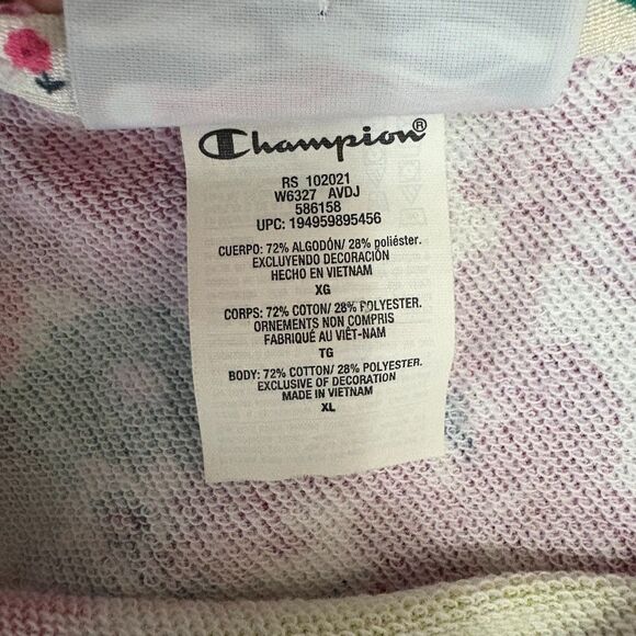 Champion Campus Print Sweatshirt White Multicolor Floral French Terry Size XL - Picture 6 of 6